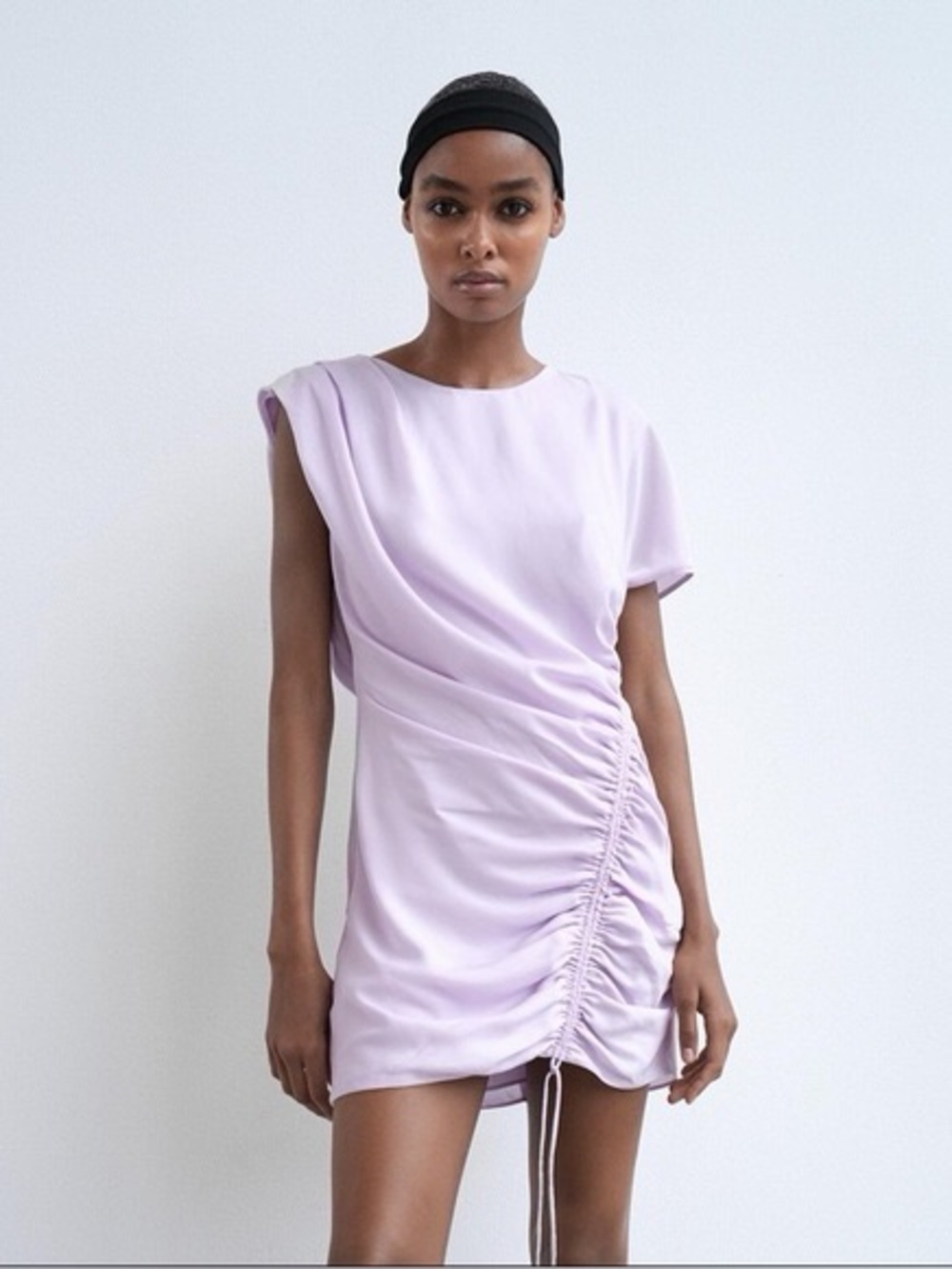 Zara Lilac Side-Ruched Mini Dress